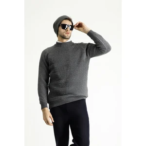 Yarım Balıkçı Yaka Slim Fit Dar Kesim Desenli Yünlü Triko Kazak
