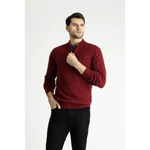 Yarım Balıkçı Yaka Regular Fit Fermuarlı Desenli Triko Kazak