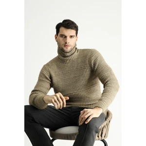 Balıkçı Yaka Slim Fit Dar Kesim Desenli Triko Kazak
