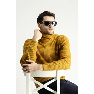 Balıkçı Yaka Slim Fit Dar Kesim Desenli Triko Kazak