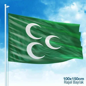 Yeşil 3 Hilal Osmanlı İmparatorluğu Bayrak Raşel