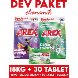 "büyük Ekonomi Paketi ; 18 kg Toz Çamaşır Deterjanı, Bulaşık Makinesi Tableti 30 Adet