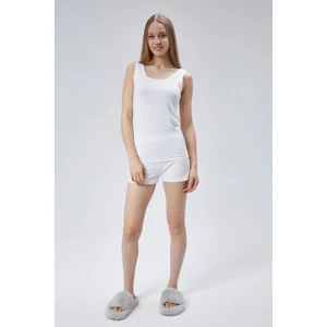 Extra Yumuşak Viskon Şort & Atlet Takım -Ekru