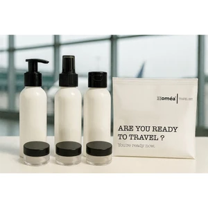 Royal Gross Plastik Seyahat Boy 100ML Beyaz Şişe ve Kavanoz 6’lı Set – Çantalı Seyahat Kiti