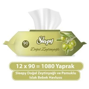 Doğal Zeytinyağlı ve Pamuklu Islak Bebek Havlusu 12X90 (1080 Yaprak)