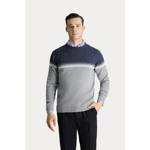 Bisiklet Yaka Slim Fit Dar Kesim Dikişsiz Desenli Triko Kazak