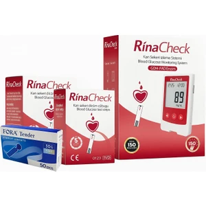 Rina Check Şeker Ölçüm Cihazı + 2 Kutu Strip (100 Adet) + 50 Adet Lanset