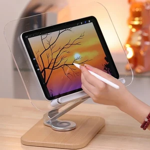 Coverzone Profesyonel Kitap Okuma Tutucu Şeffaf Ders Çalışma Sunum Standı iPad ile Uyumlu Çizim Kitap Okuma Katlanabilir Ahşap Tabanlı Ayarlanabilir Tutucu