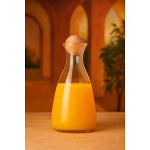 Ahşap Top Kapaklı Borosilikat Cam Karaf 1700 ml