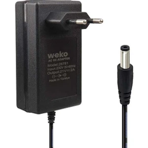 Weko 21 Volt - 2 Amper 5.5*2.5 mm Uçlu Kırmızı Yeşil Ledli Priz Tipi Şarjlı Matkap Adaptörü