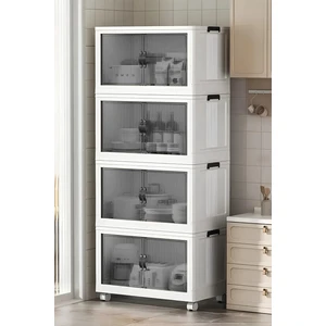 4'lü Portatif Organizer Tekerlekli Dolap Çok Amaçlı Mıknatıs Kapaklı Katlanır Istiflenebilir