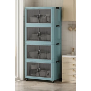 4'lü Portatif Organizer Tekerlekli Dolap Çok Amaçlı Mıknatıs Kapaklı Katlanır Istiflenebilir