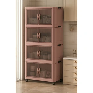 4'lü Portatif Organizer Tekerlekli Dolap Çok Amaçlı Mıknatıs Kapaklı Katlanır Istiflenebilir