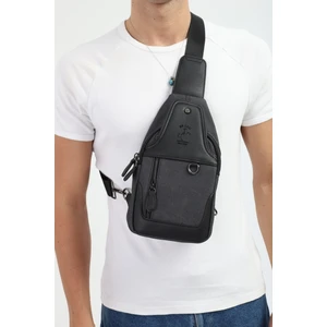 EN Deri Siyah Kanvas Çok Bölmeli Erkek Omuz Çantası Erkek Çapraz Çanta