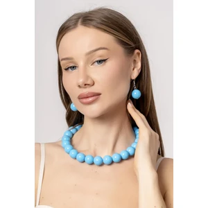 Büyük Boncuklu Kolye Küpe Set - 20MM Boncuklu