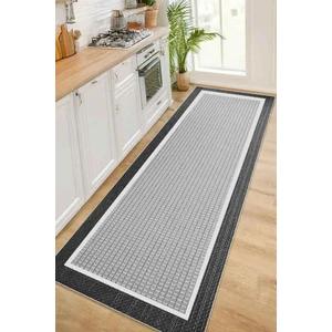 Dijital Kaymaz Yıkanabilir Antrasit Jüt Sisal Görünümlü Mutfak Halısı Salon Halısı Yolluk DC-7347