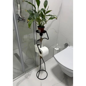 Dekoratif Tuvalet Kağıdı Askısı Insan Figürlü Raflı Tuvalet Kağıtlığı Yedekli Banyo Toparlayıcı