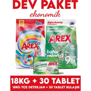 "büyük Ekonomi Paketi ; 18KG Toz Çamaşır Deterjanı, Bulaşık Makinesi Tableti 30 Adet
