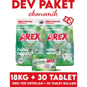 "büyük Ekonomi Paketi ; 18 kg Toz Çamaşır Deterjanı Beyazlar Için, Bulaşık Makinesi Tableti 30 Adet