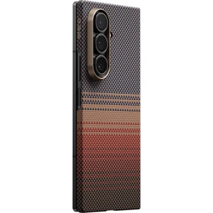 Galaxy Z Fold 7 Uyumlu Kılıf M-Safe Şarjlı Aramid Pitaka Tactile Woven Serisi Kapak Kahverengi