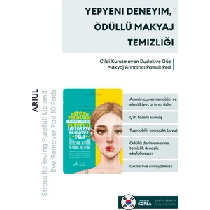 Stress Relieving Purefull Lip And Eye Remover Pad 10 Pads - Cildi Kurutmayan Dudak ve Göz Makyaj Arındırıcı Pamuk Ped