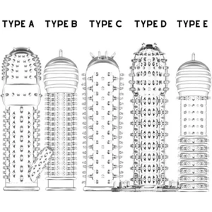 Şeffaf Silikon Erkek Cinsel Organ  Kılıfı Tırtıklı Kabartmalı Güçlü Uyarıcı - Type C