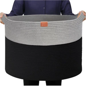 45X35 Jüt Pamuklu Büyük Boy Sepet, Battaniye, Oyuncak Sepeti