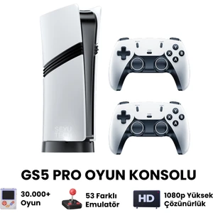 Gs5 Pro Kablosuz Çift Kol Oyun Konsolu Uyumlu 4k-Hdmi 53 Emulatör 30000 Oyunlu 2.4g Gaming Atari