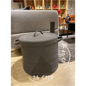 Helios Kapaklı Hasır Görünümlü Jüt 36-40 Kapaklı Sepet, Çok Amaçlı Sepet, Çamaşır Sepeti