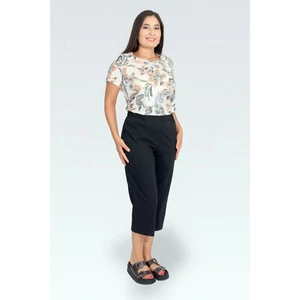 Tolga Saraçoğlu Kadın Ince Kumaş Beli Lastikli Rahat Kesim Kapri 30267 Siyah