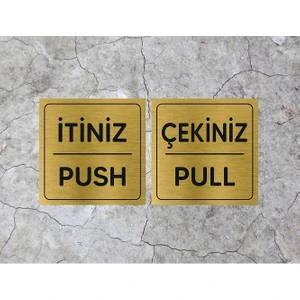 Itiniz / Çekiniz Metal Kapı Ikaz Yazısı Gold Renk Arkası Yapışkanlı (10CM x 10CM)