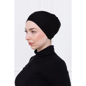 Geçmeli Bone Önü Dikişsiz Kaymaz Lastikli Kadın Tesettür Pratik Geçme Iç Bone Siyah