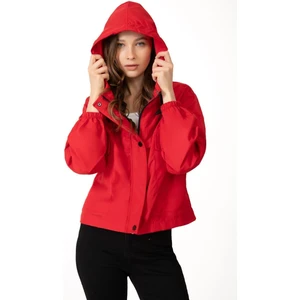 Spor Kadın Su Yeşili Su Geçirmez ve Rüzgara Dayanıklı Kapüşonlu Cepli Çıt Çıtlı Mevsimlik Yağmurluk