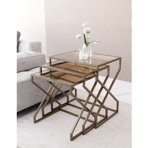 Ela Zigon Sehpa Yan Sehpa Temperli Cam