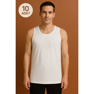 Beyaz Askılı Erkek Atlet Premium 10 Adet %100 Pamuk