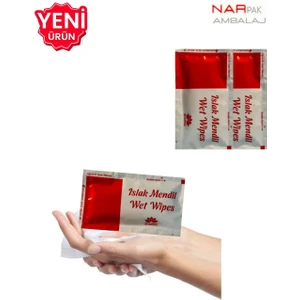 Narpak Standart Kırmızı Delüx 7*12 17*15 Tek Kullanımlık Islak Mendil 10 Adet