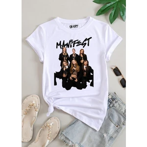 Manifest Baskılı Tişört, Oversize Unisex Beyaz Tişört Çocuk / Yetişkin