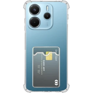 Caseart Xiaomi Redmi Note 14 4g Kapak ile Uyumlu Kamera Korumalı Kartlıklı Darbe Emici Özellikli Şeffaf Silikon Kılıf