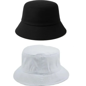 Ikili Yazlık Kumaş Kova Şapka, Erkek Kadın Düz Balıkçı Bucket Şapka,