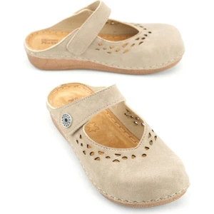 Yazlık Kadın Iç Tabanı Hakiki Deri Cırt Cırtlı Terlik