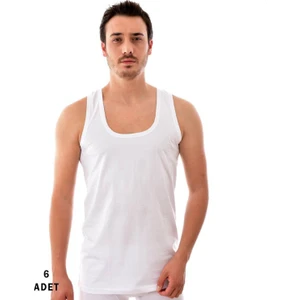 Erkek Penye Atlet %100 Pamuk 6'lı Paket-Beyaz