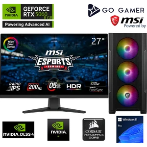 Go Gamer S337D Intel Core I5 12400F / 16GB Ddr5 5200MHZ / 512GB Nvme SSD 3300-3100MB-SN / RTX5060 8gb / Msı 27" 200Hz. / Windows 11 Pro Masaüstü Bilgisayar
