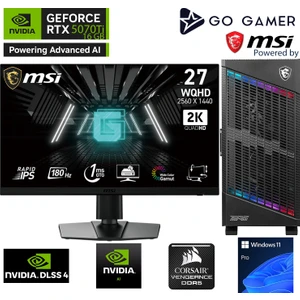Go Gamer S1092DK Intel Core I9 14900KF / 32GB 6000MHZ Ddr5 Ram / 1tb Nvme SSD 6000-4000MB-SN Gen4 / RTX5070TI 16GB / 360MM Sıvı Soğutma / Msı 27" 2k 180Hz / Windows 11 Pro Masaüstü Bilgisayar