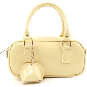 Sarı SHK207 Suni Deri Charm Detaylı Fermuarlı Ayarlanabilir Askılı El, Kol ve Omuz Çantası U:14 E:24 G:8 cm