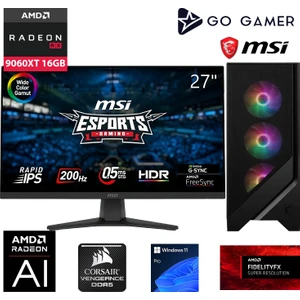 Go Gamer S984D Intel Core I7 14700KF / 64GB 6000MHZ Ddr5 / 1tb Nvme SSD 6000-4000MB-SN Gen4 / Rx 9060 Xt 16GB / 240MM Sıvı Soğutma / Msı 27" 200Hz / Windows 11 Pro Masaüstü Bilgisayar