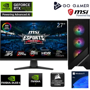 Go Gamer S1095D Intel Core I9 14900KF / 64GB 5200MHZ Ddr5 Ram / 2tb Nvme SSD 6000-5000MB-SN Gen4 / RTX5070TI 16GB / 240MM Sıvı Soğutma / Msı 27" 200Hz / Windows 11 Pro Masaüstü Bilgisayar