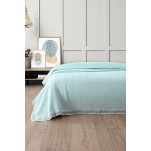 Çift Renkli Kopanaki Dantelli Çift Kişilik Waffle PIKE-210X230 Cm-Petek Pike