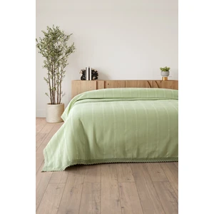 Çift Kişilik Kopanaki Dantelli Waffle PIKE-210X230 Cm-Fıstık Yeşili Petek Pike