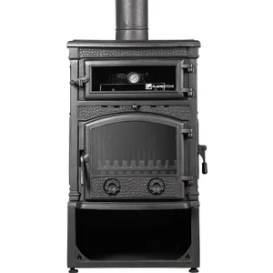 Flame Stove FS-013 Yk St Sirius Mega Tek Camlı Yan Kapaklı Kuzineli Odunluklu Döküm Soba