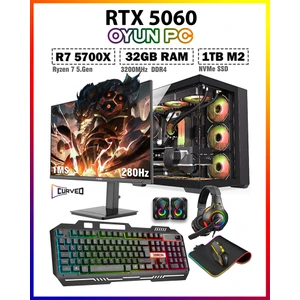 Warrior Eagle X55 Ryzen 7 5700X 32GB 1tb M.2 SSD RTX5060 27" 280Hz Sıvı Soğutmalı Oyuncu Bilgisayar